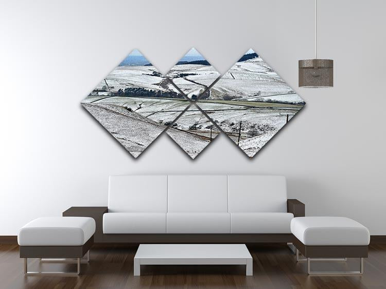 Snow in the Peak District 4 Square Multi Panel Canvas - Canvas Art Rocks - 3