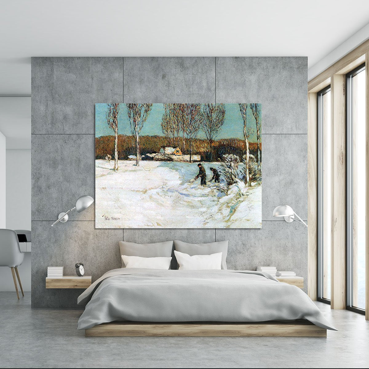 Snow shovels New England by Hassam Canvas Print or Poster