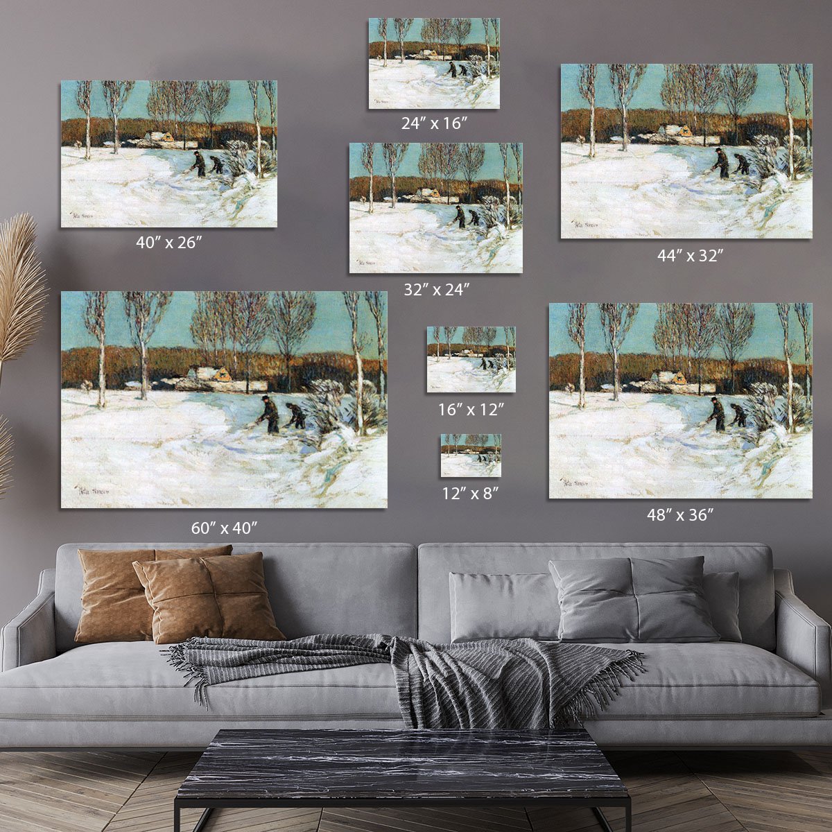 Snow shovels New England by Hassam Canvas Print or Poster