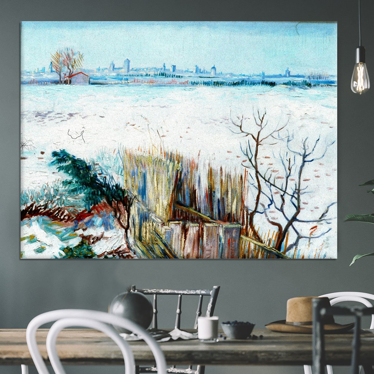 Snowy Landscape with Arles in the Background by Van Gogh Canvas Print or Poster