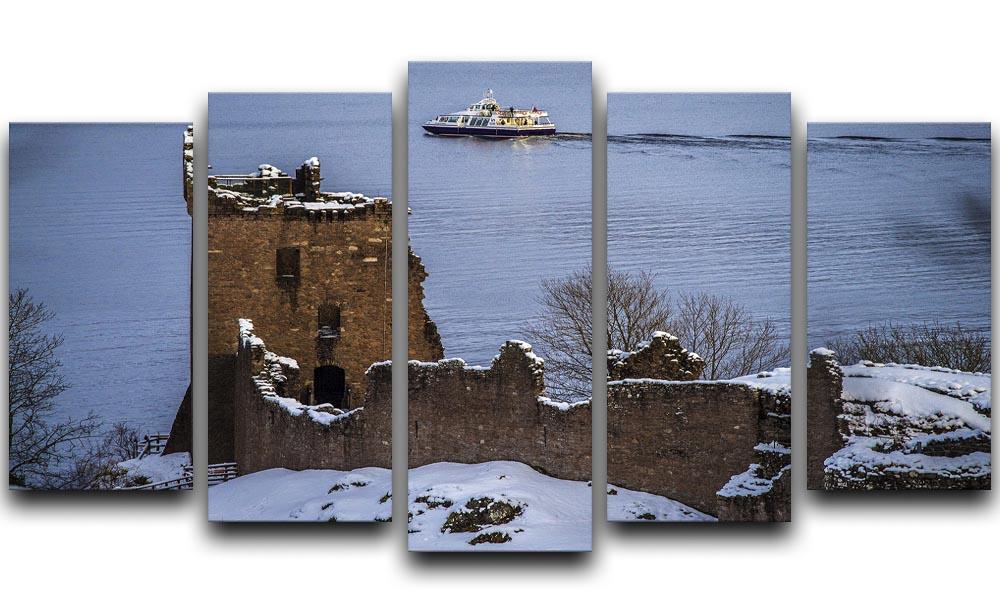 Snowy Urquhart Castle 5 Split Panel Canvas - Canvas Art Rocks - 1