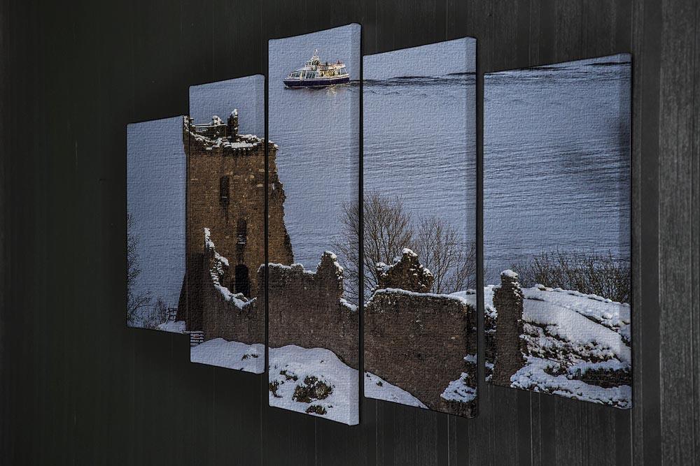 Snowy Urquhart Castle 5 Split Panel Canvas - Canvas Art Rocks - 2