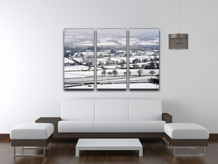 Snowy fields of Wales 3 Split Panel Canvas Print - Canvas Art Rocks - 3