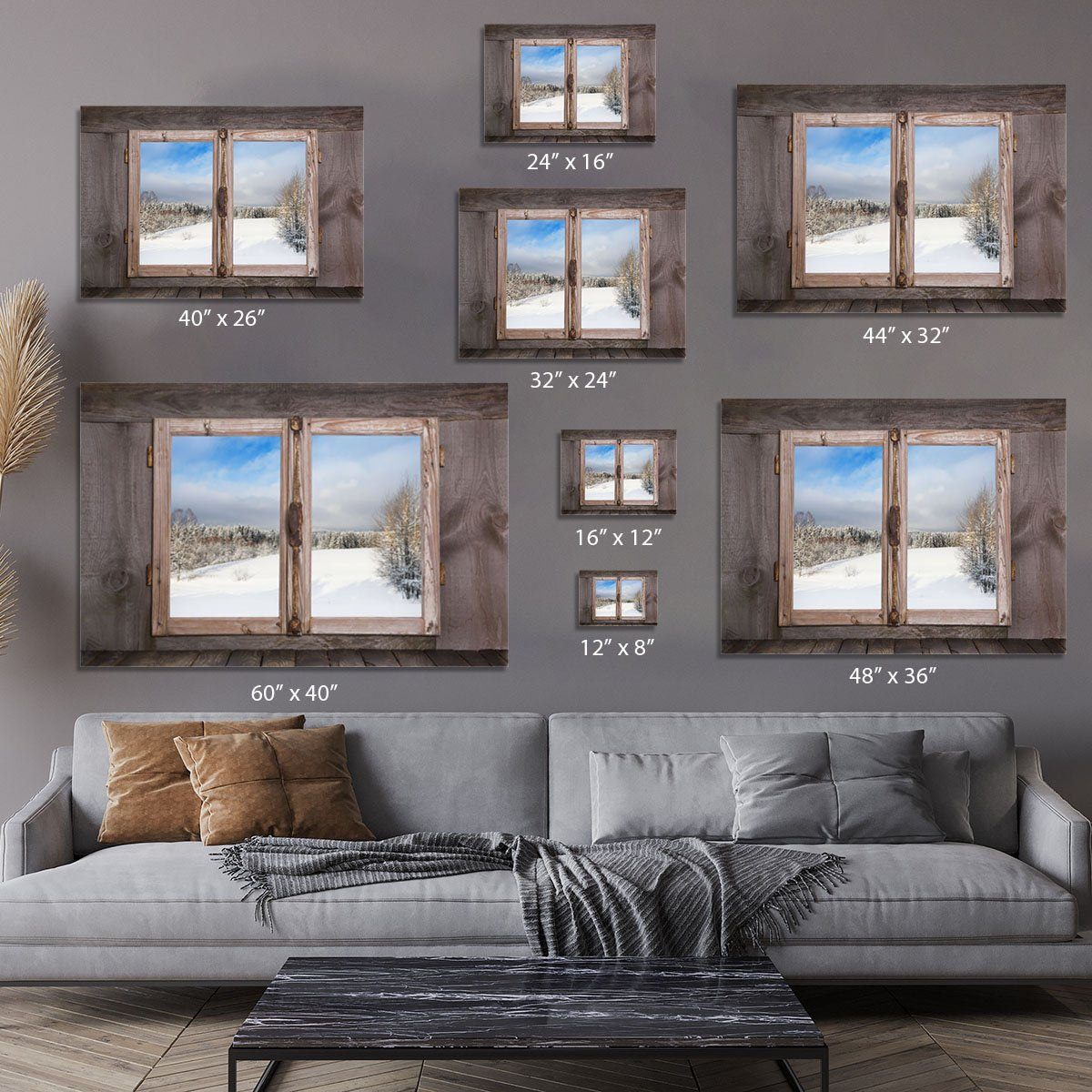 Snowy winter landscape in january Canvas Print or Poster