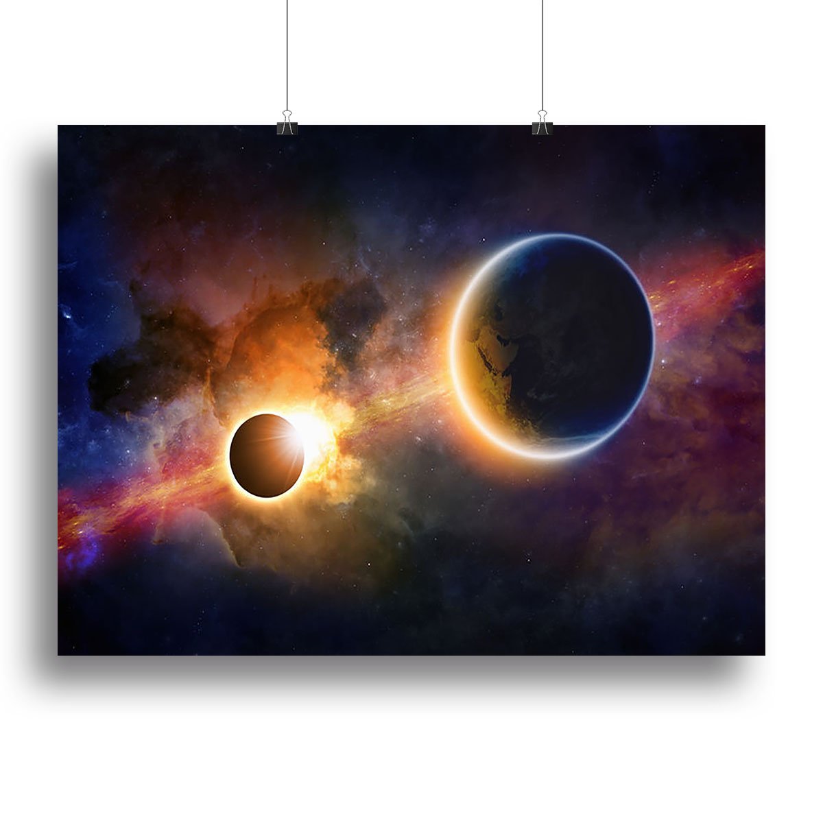 Solar Eclipse Nebula and Stars Canvas Print or Poster