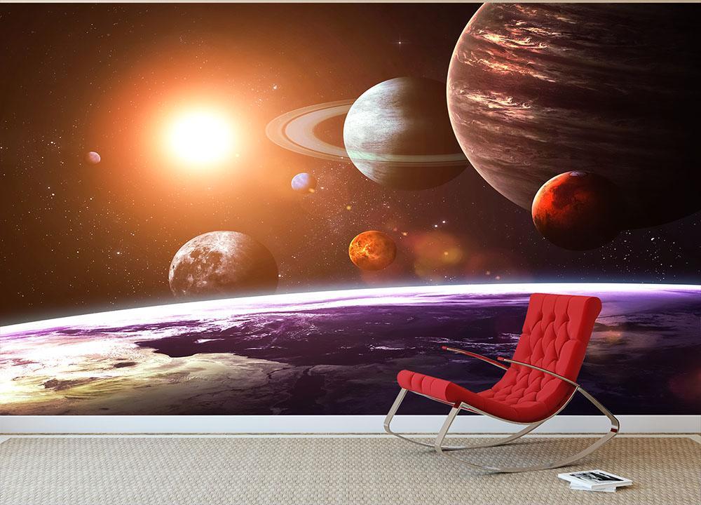 Solar system and space objects Wall Mural Wallpaper | Canvas Art Rocks ...