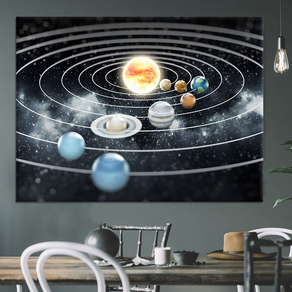 Solar system with eight planets Canvas Print or Poster