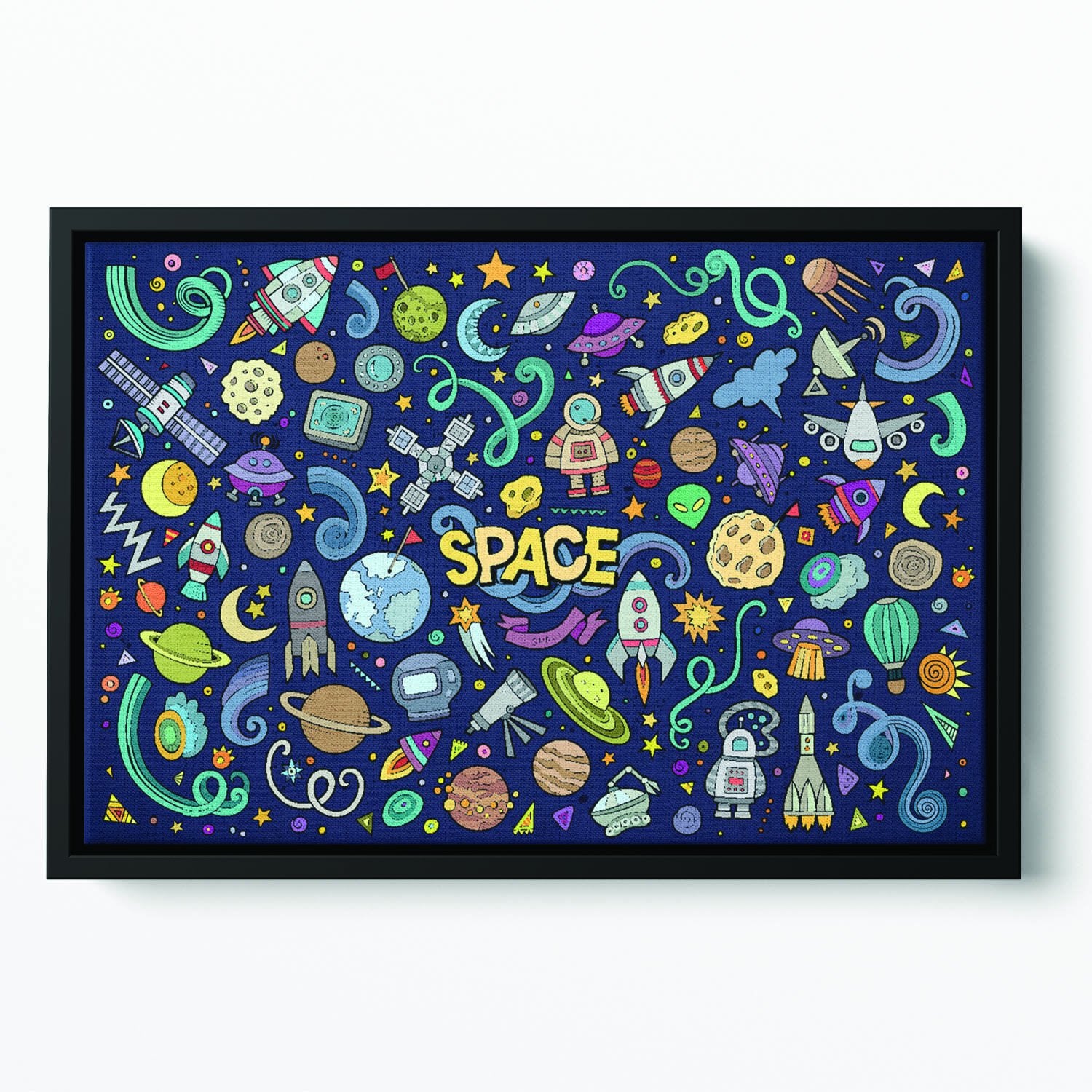 Space Doodles Floating Framed Canvas