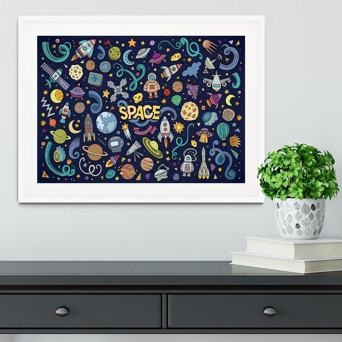 Space Doodles Framed Print - Canvas Art Rocks - 5