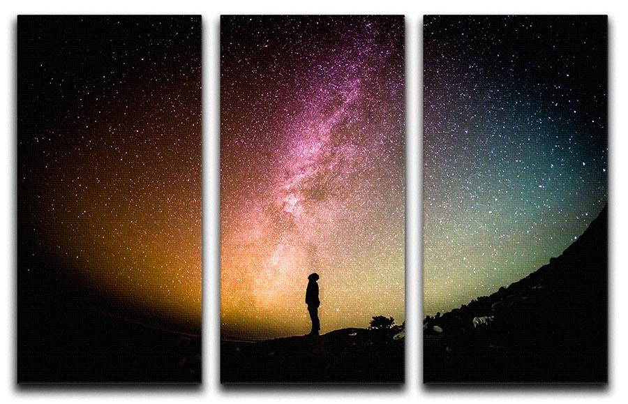 Space Man At Night 3 Split Panel Canvas Print - Canvas Art Rocks - 1