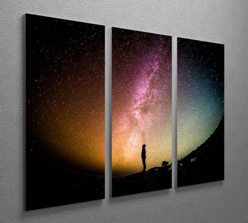 Space Man At Night 3 Split Panel Canvas Print - Canvas Art Rocks - 2