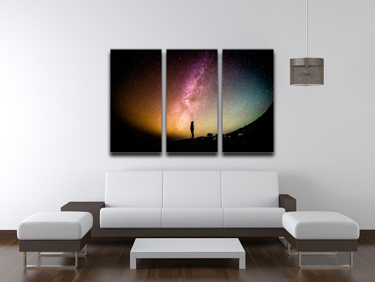 Space Man At Night 3 Split Panel Canvas Print - Canvas Art Rocks - 3