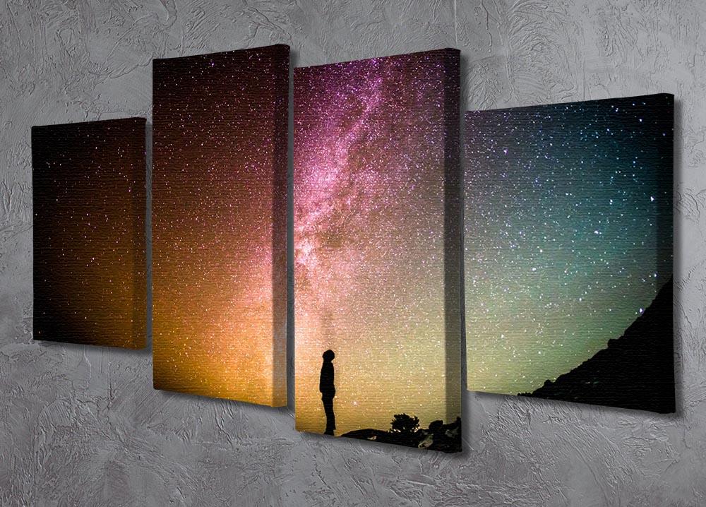 Space Man At Night 4 Split Panel Canvas - Canvas Art Rocks - 2
