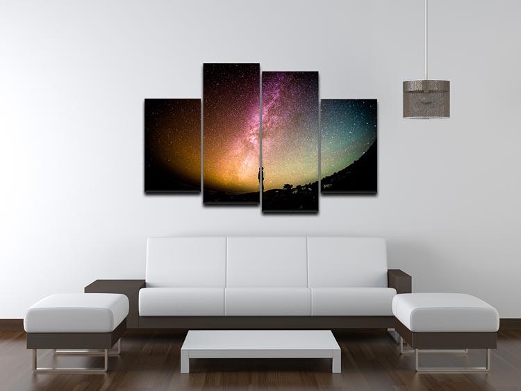 Space Man At Night 4 Split Panel Canvas - Canvas Art Rocks - 3