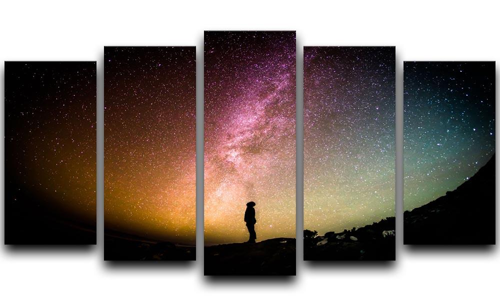 Space Man At Night 5 Split Panel Canvas - Canvas Art Rocks - 1