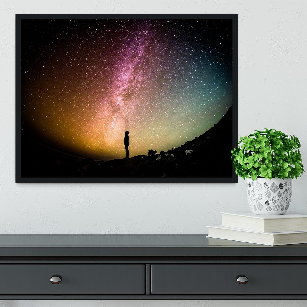 Space Man At Night Framed Print - Canvas Art Rocks - 2