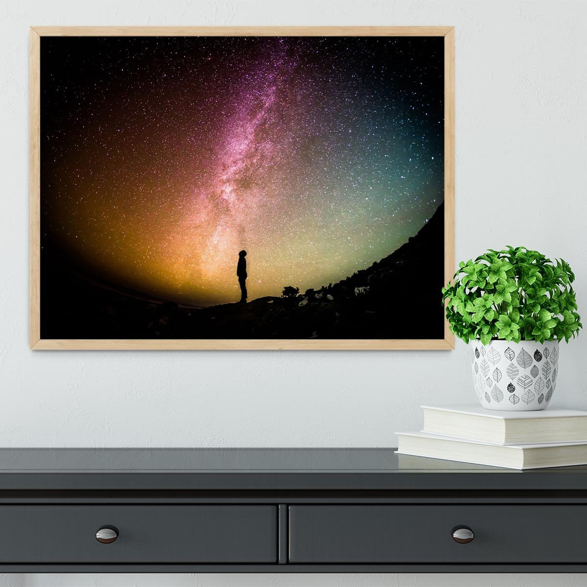 Space Man At Night Framed Print - Canvas Art Rocks - 4