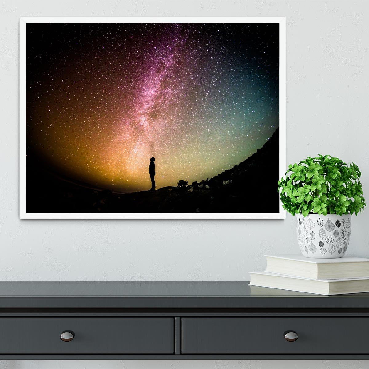 Space Man At Night Framed Print - Canvas Art Rocks -6