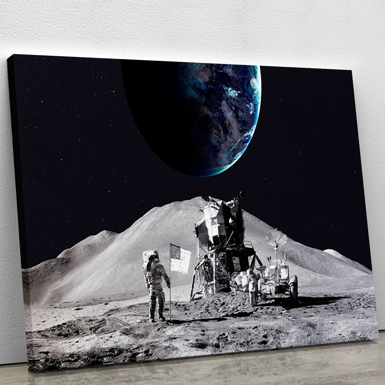 Space Man On The Moon Canvas Print or Poster