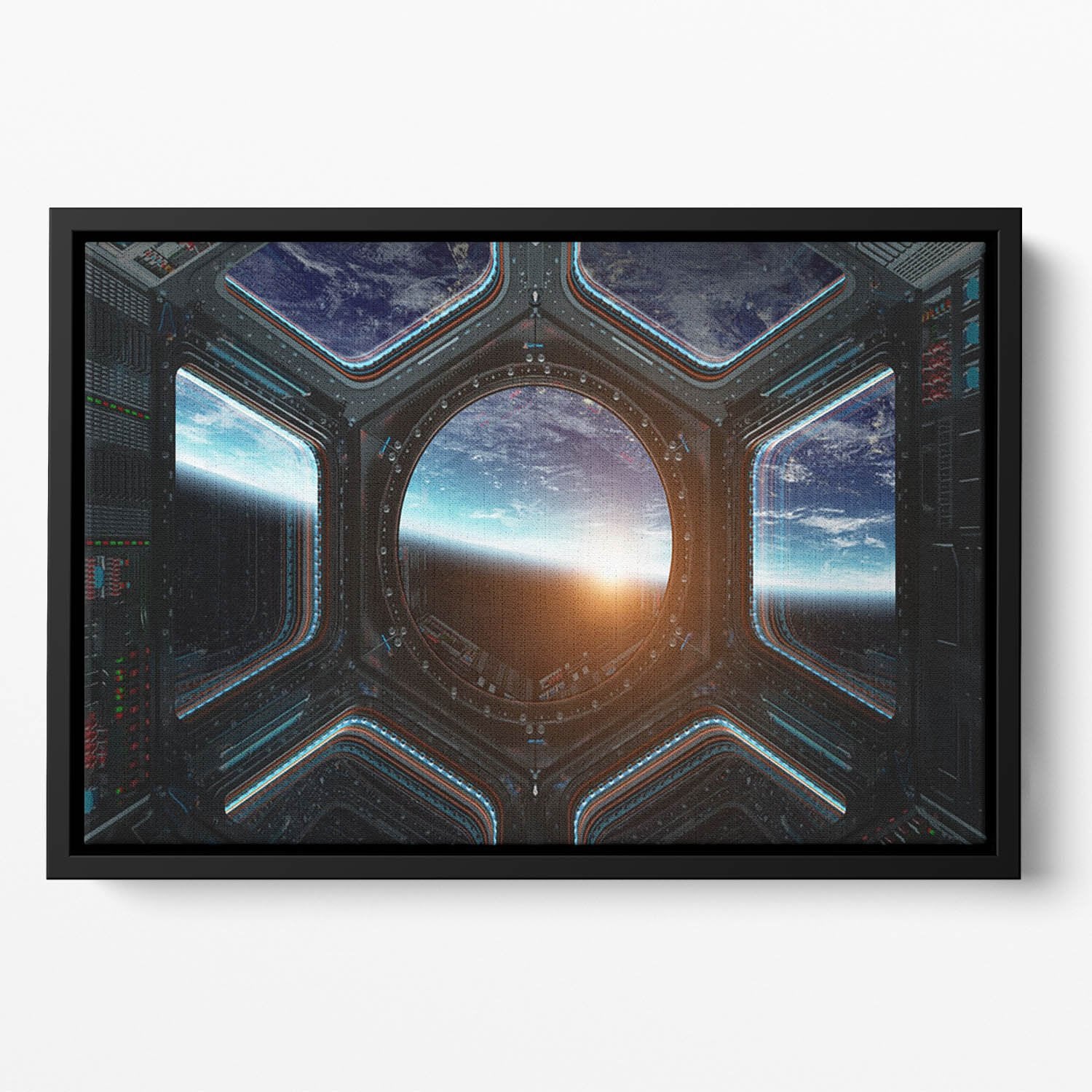 Space Ship Window Floating Framed Canvas