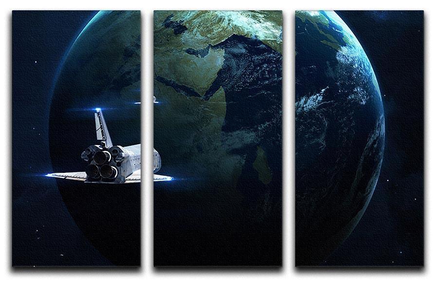 Space Shuttle Flying Back To Earth 3 Split Panel Canvas Print - Canvas Art Rocks - 1