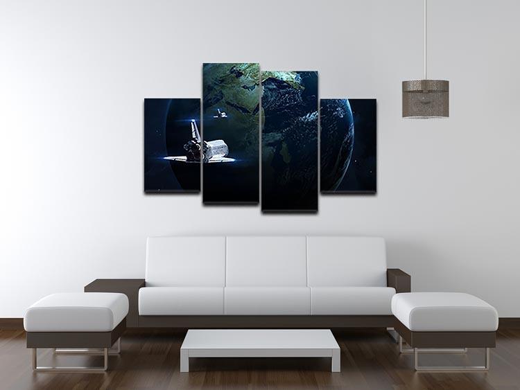 Space Shuttle Flying Back To Earth 4 Split Panel Canvas - Canvas Art Rocks - 3