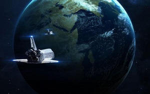 Space Shuttle Flying Back To Earth Wall Mural Wallpaper - Canvas Art Rocks - 1