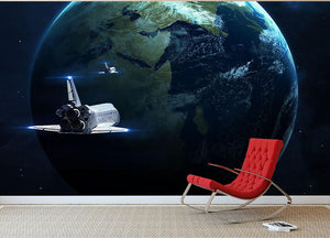 Space Shuttle Flying Back To Earth Wall Mural Wallpaper - Canvas Art Rocks - 2