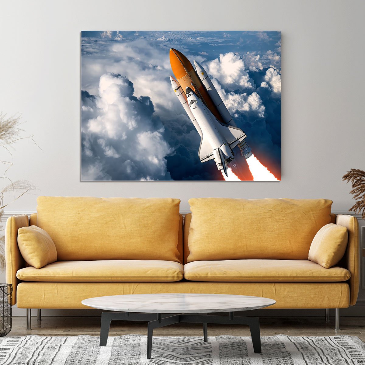 Space Shuttle Launch In The Clouds Canvas Print or Poster