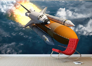 Space Shuttle Lift Off Wall Mural Wallpaper - Canvas Art Rocks - 2