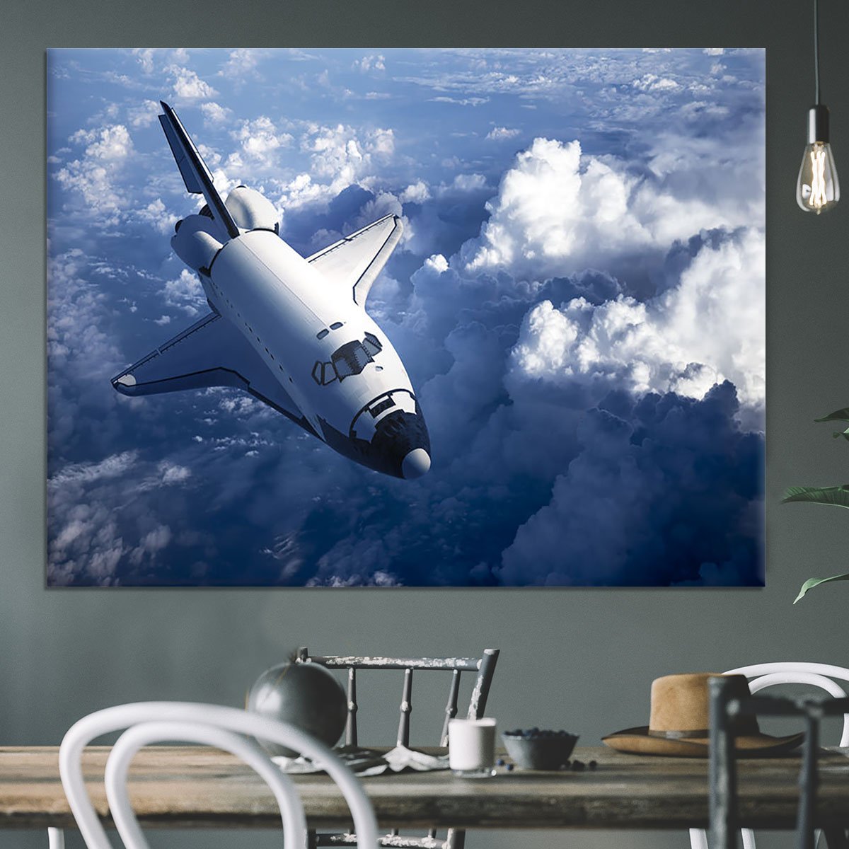 Space Shuttle in the Clouds Canvas Print or Poster