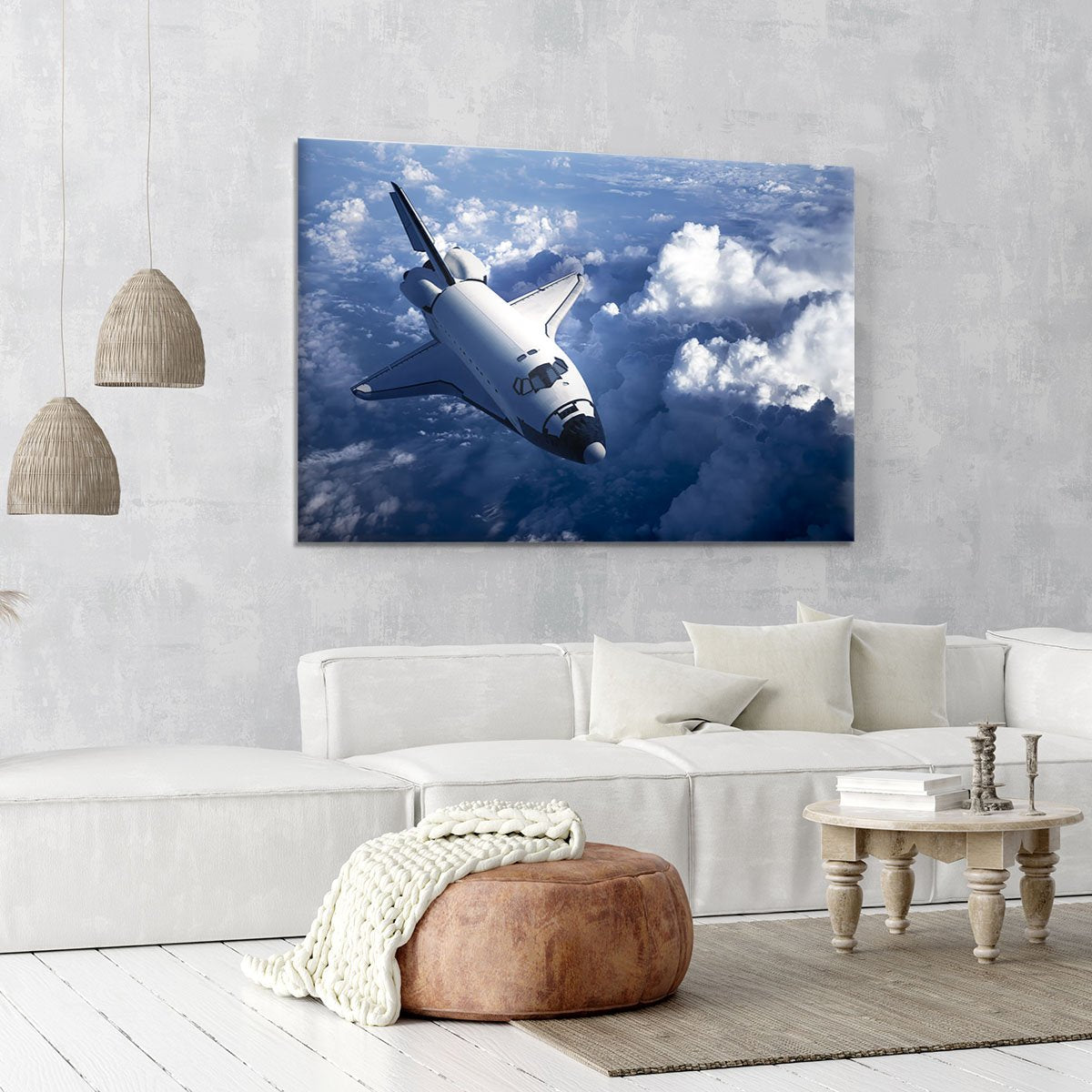 Space Shuttle in the Clouds Canvas Print or Poster