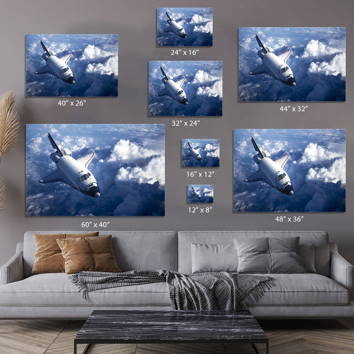Space Shuttle in the Clouds Canvas Print or Poster