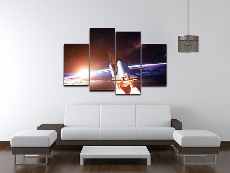 Space Shuttle over the Earth 4 Split Panel Canvas - Canvas Art Rocks - 3