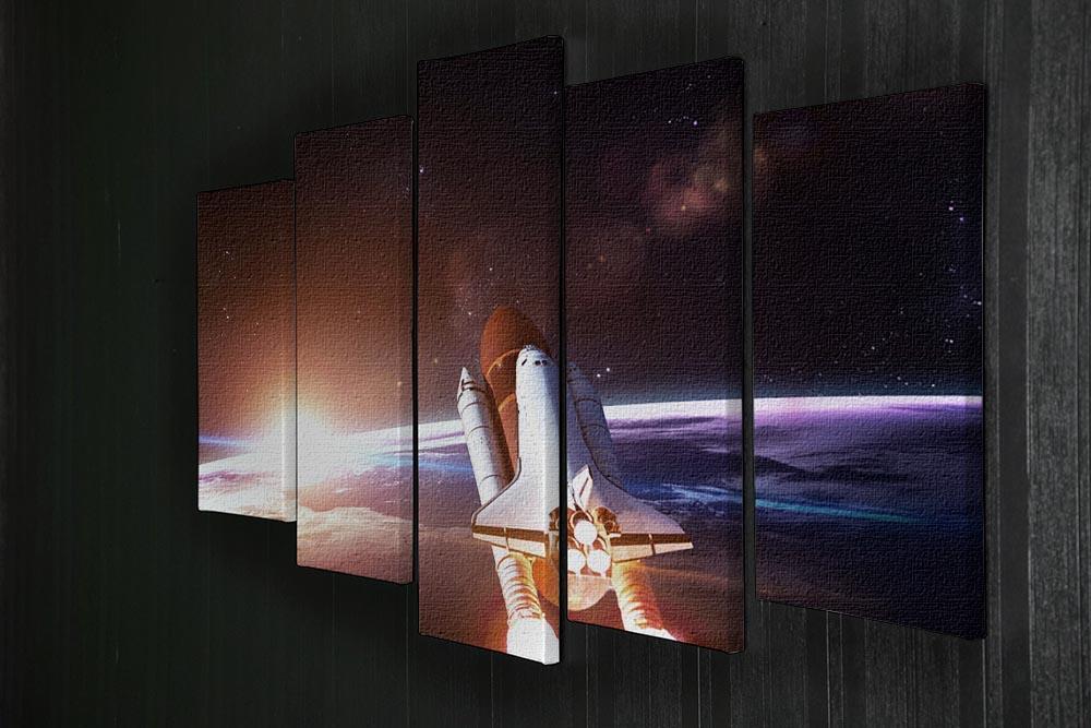 Space Shuttle over the Earth 5 Split Panel Canvas - Canvas Art Rocks - 2