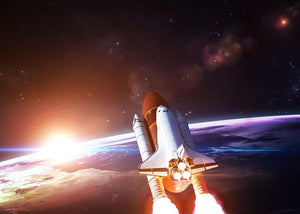 Space Shuttle over the Earth Wall Mural Wallpaper - Canvas Art Rocks - 1