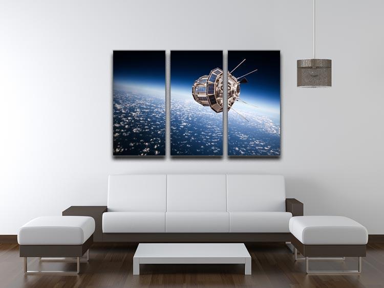 Space satellite orbiting the earth 3 Split Panel Canvas Print - Canvas Art Rocks - 3