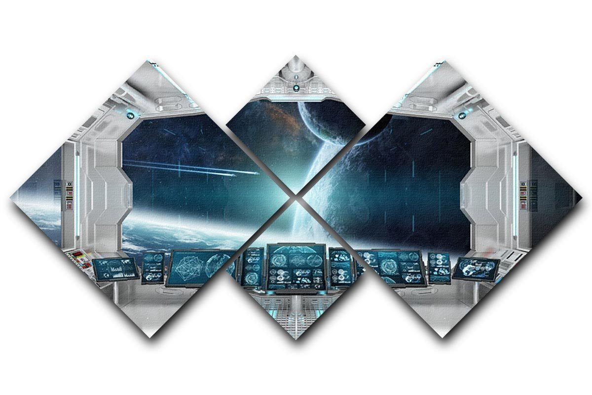 Spaceship Control Center 4 Square Multi Panel Canvas  - Canvas Art Rocks - 1
