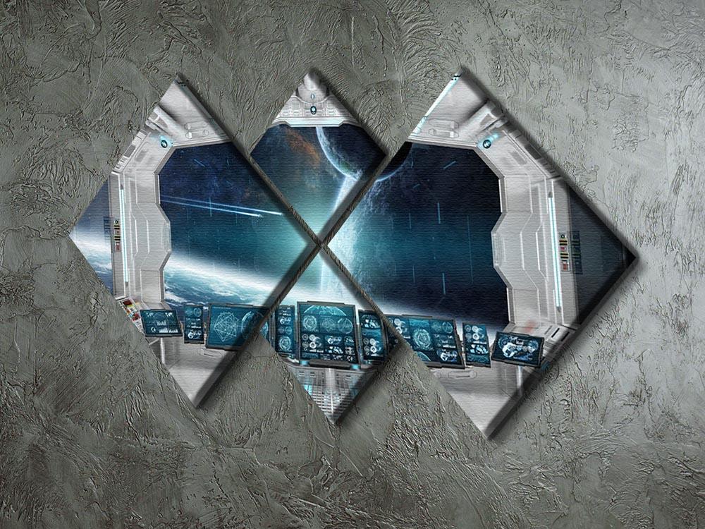 Spaceship Control Center 4 Square Multi Panel Canvas - Canvas Art Rocks - 2