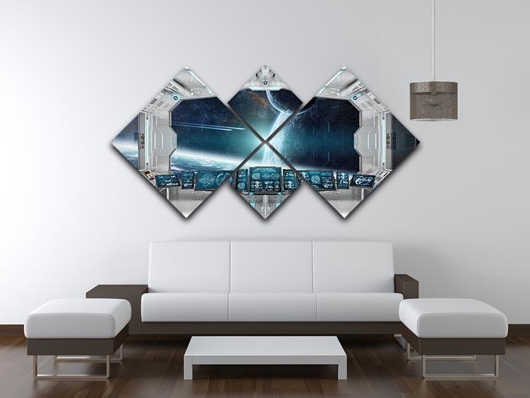 Spaceship Control Center 4 Square Multi Panel Canvas - Canvas Art Rocks - 3