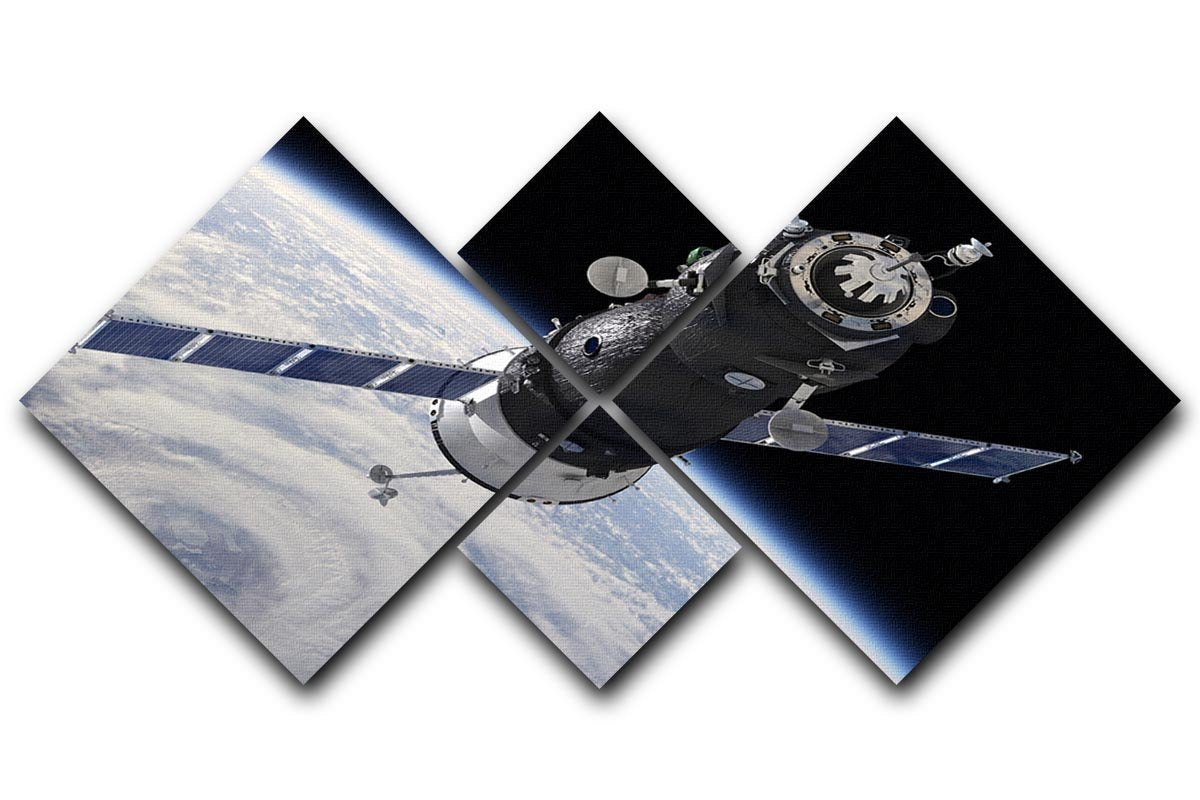 Spaceship Soyuz TMA at the Earth orbit 4 Square Multi Panel Canvas  - Canvas Art Rocks - 1