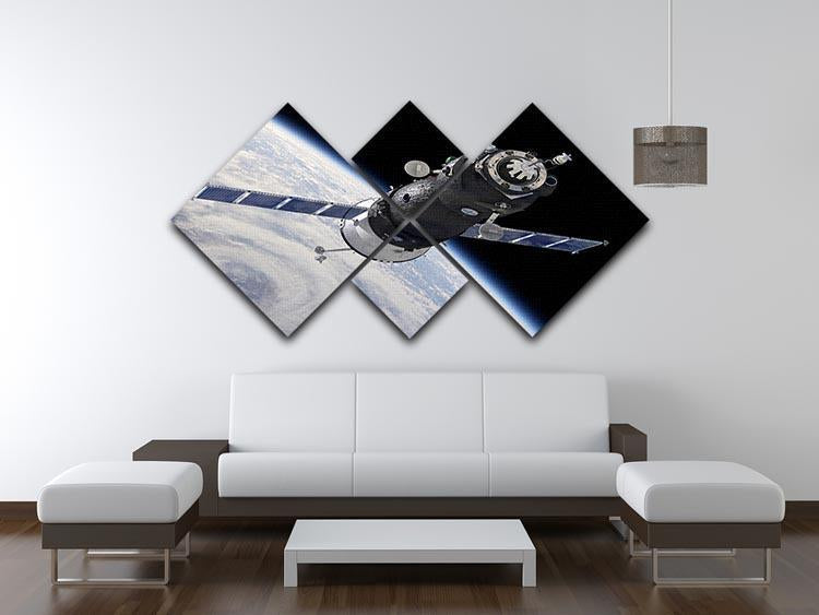 Spaceship Soyuz TMA at the Earth orbit 4 Square Multi Panel Canvas - Canvas Art Rocks - 3