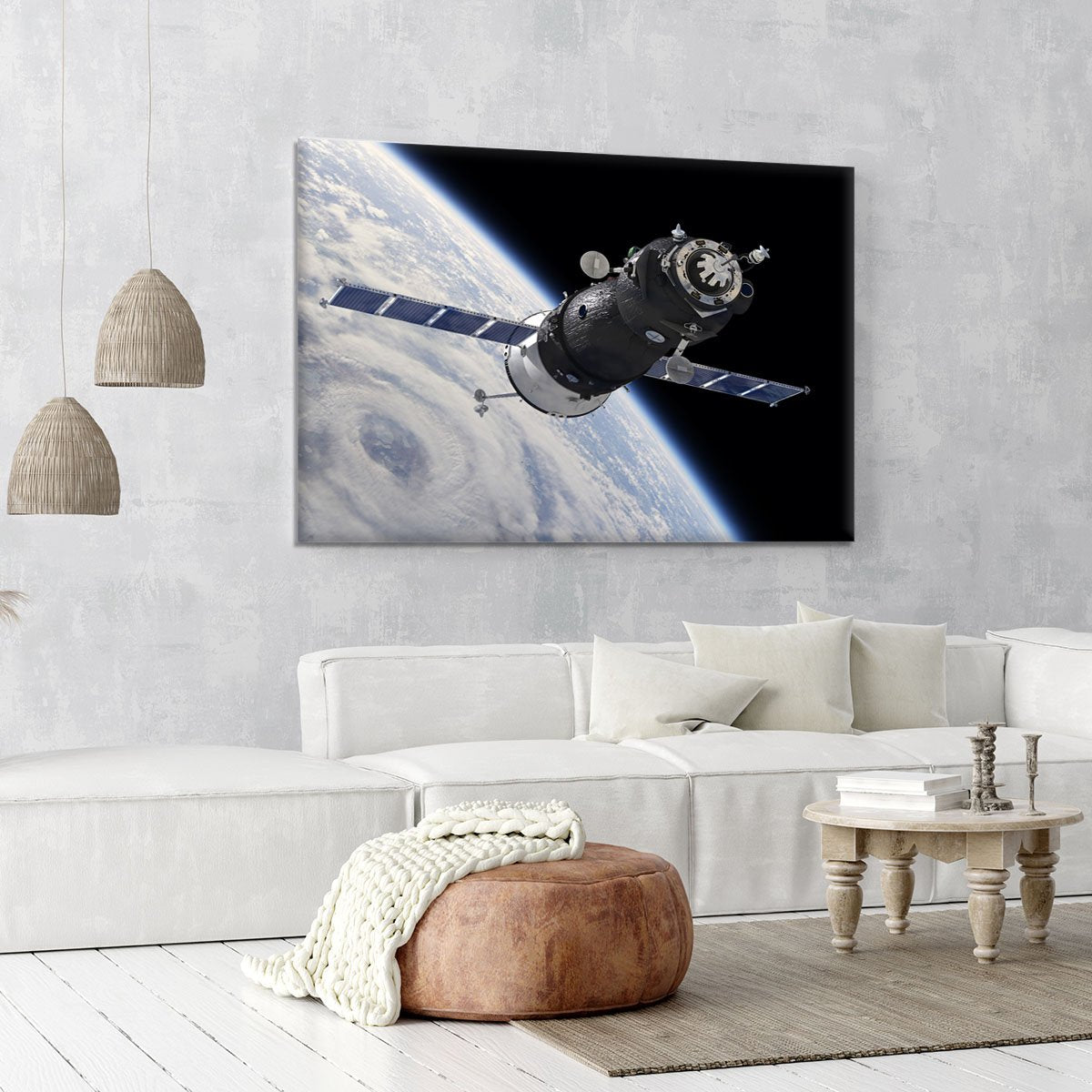 Spaceship Soyuz TMA at the Earth orbit Canvas Print or Poster