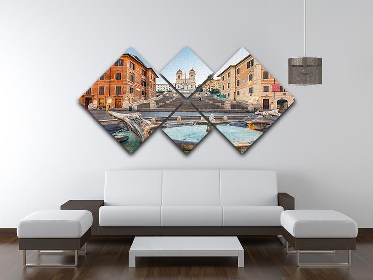 Spanish Steps at morning 4 Square Multi Panel Canvas  - Canvas Art Rocks - 3