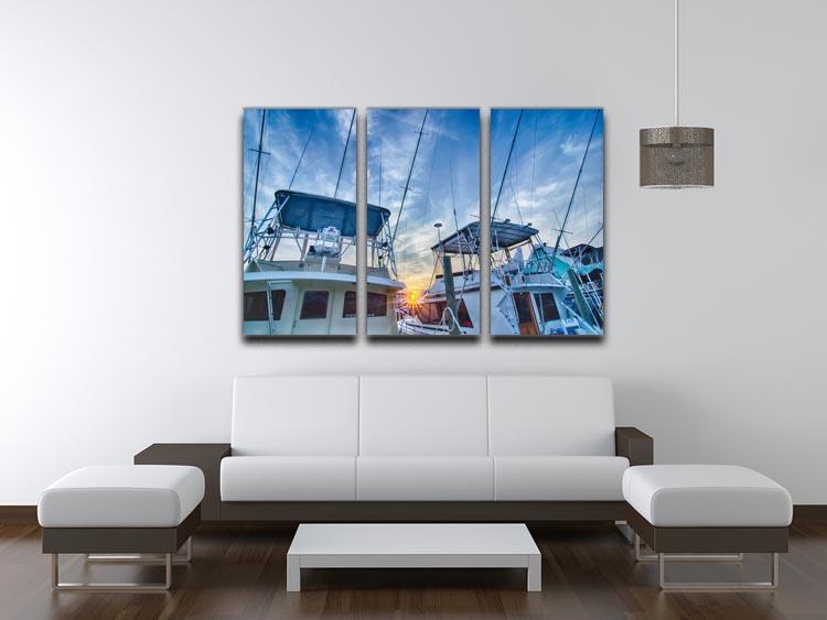 Sportfishing boats at Marina early morning 3 Split Panel Canvas Print - Canvas Art Rocks - 3