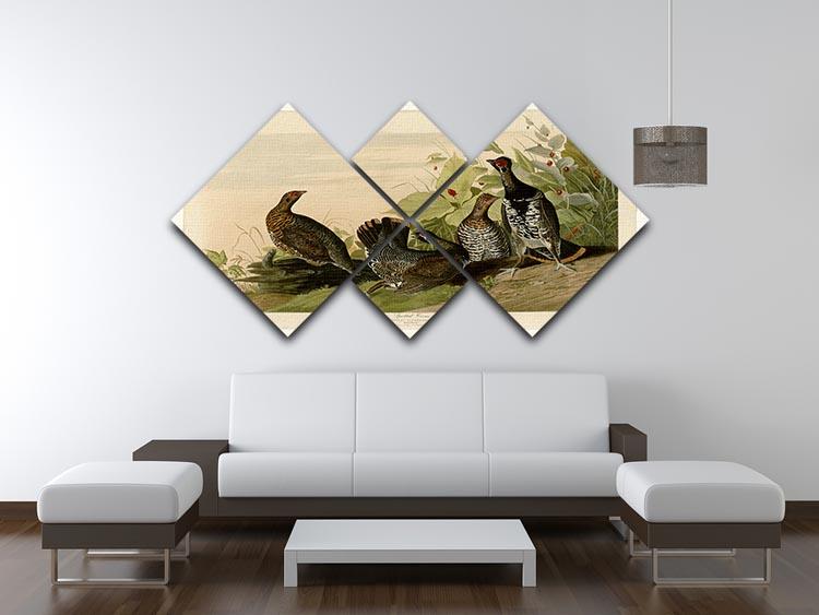 Spotted Grouse by Audubon 4 Square Multi Panel Canvas - Canvas Art Rocks - 3