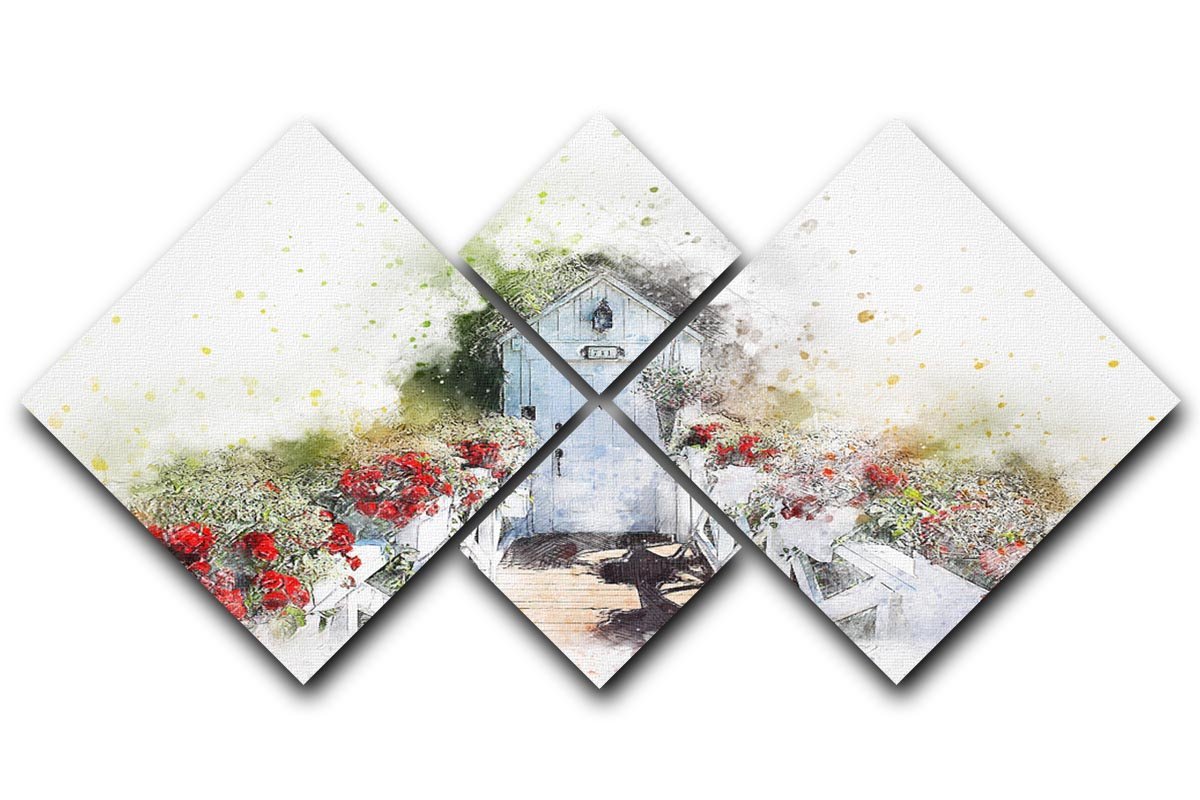 Spring Door 4 Square Multi Panel Canvas  - Canvas Art Rocks - 1