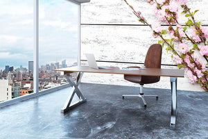 Spring flowering branch on white wooden Wall Mural Wallpaper - Canvas Art Rocks - 3