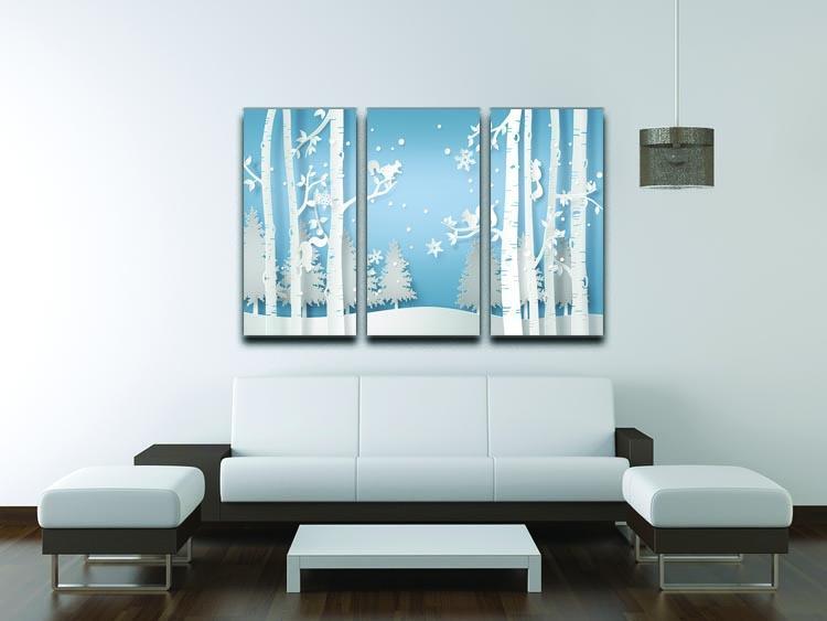 Squirrel Winter Scene 3 Split Panel Canvas Print - Canvas Art Rocks - 3