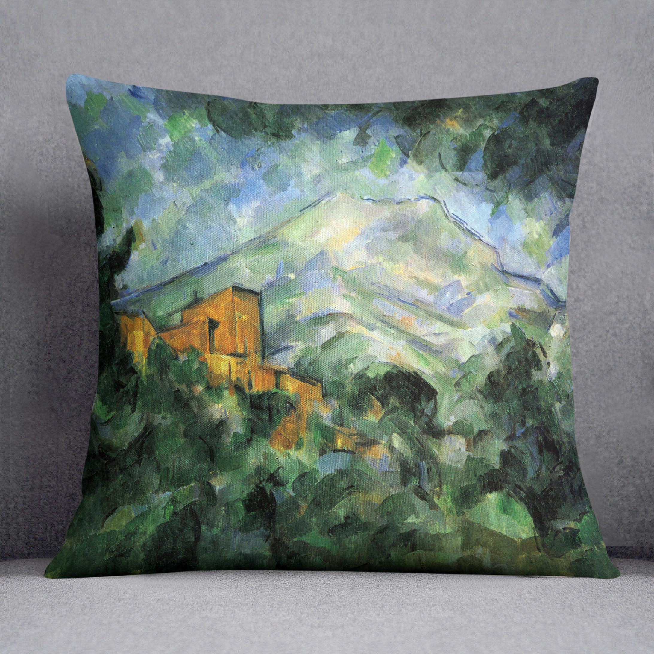 St. Victoire and Chateau Noir by Cezanne Cushion - Canvas Art Rocks - 1